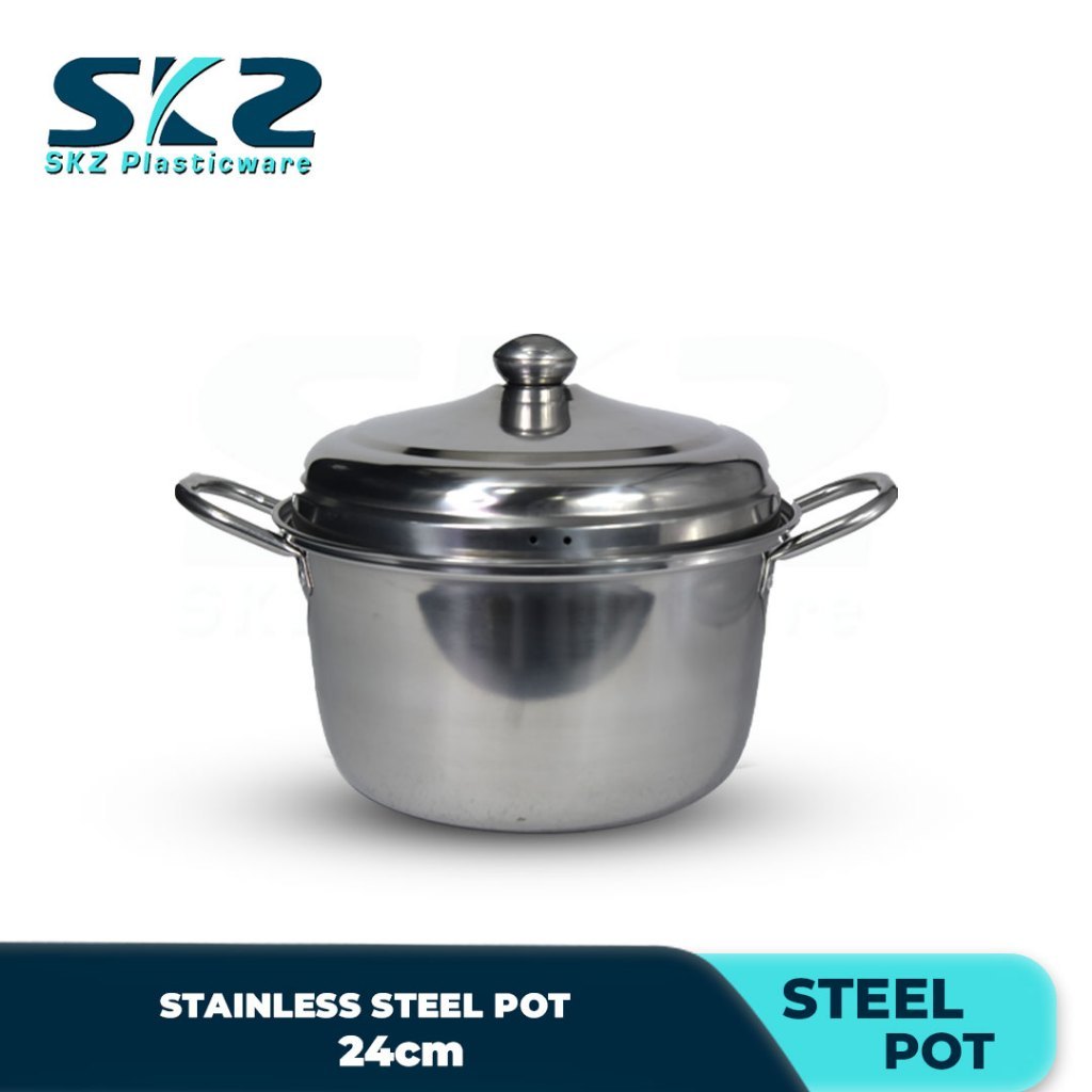 SKZ STAINLESS STEEL POT DOUBLE STEEL HANDLE