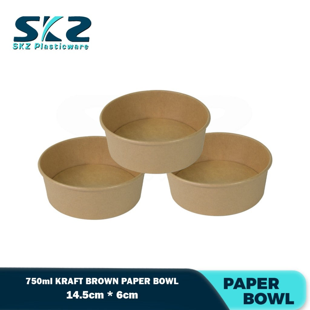 Skz Eco Friendly Kraft Paper Salad Bowl With PET Lid 50pcs/pack