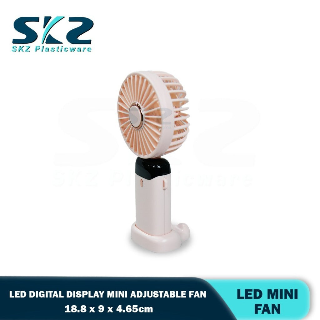 SKZ NEW Mini Portable Fan Usb Rechargeable Handheld Fan Smart Led Digital Display 5 Speed Adjustable