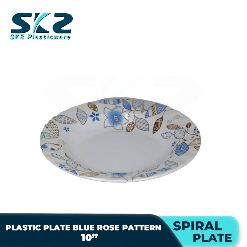 Melamine Round Plastic Plate Premium Rose Pattern 8-10 Inches RANDOM DESIGN