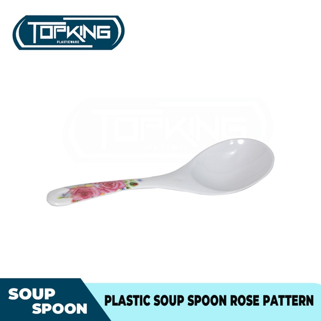 Melamine Plastic Soup and Rice Laddle With Rose Pattern