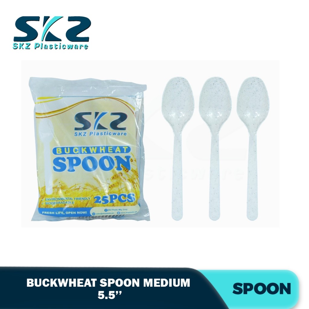 Skz Eco-Friendly Buckwheat Spoon & Fork Medium Size 25pcs