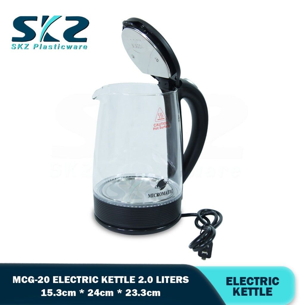 MICROMATIC MCG-20 2.0L Electric Cordless Kettle Glass