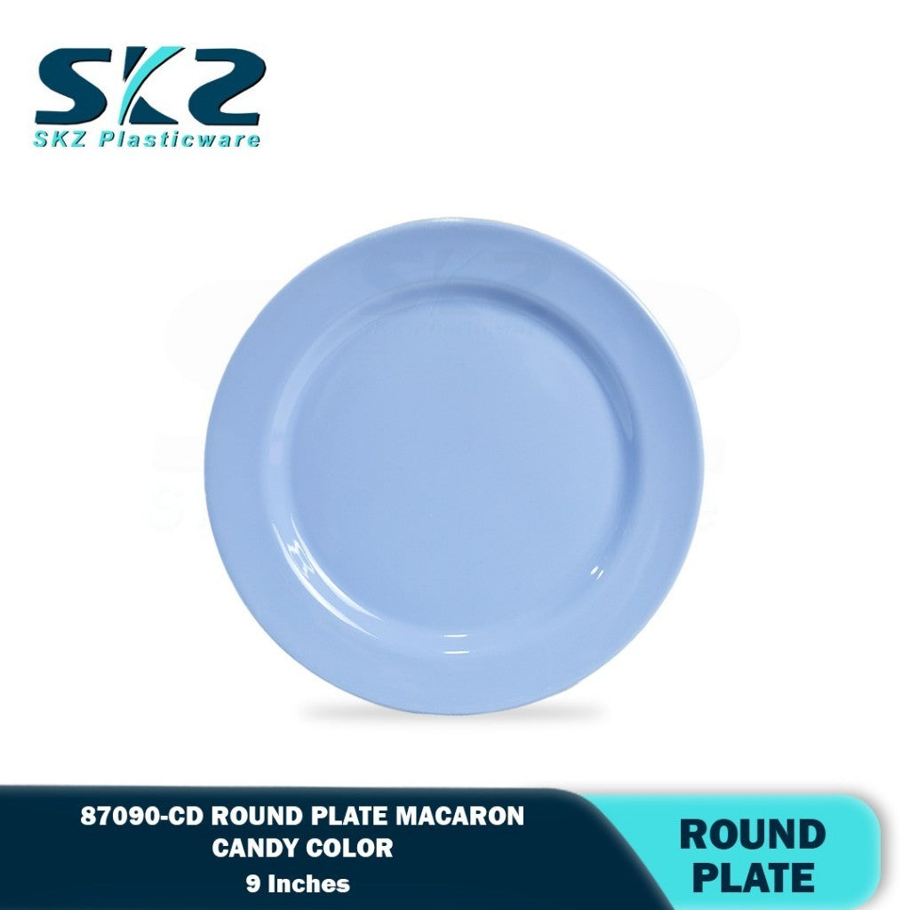 SKZ 87090-CD 9"inches ROUND PLATE Reusable Wave Design Plastic Round Plate Dinnerware Plates Plato