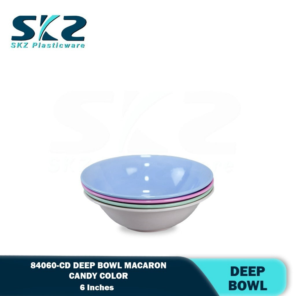 SKZ 84060-CD 6" inches DEEP BOWLREUSABLE PLASTIC BOWL/DINNERWARE MANGKOK CEREAL BOWL/CANDY COLOR