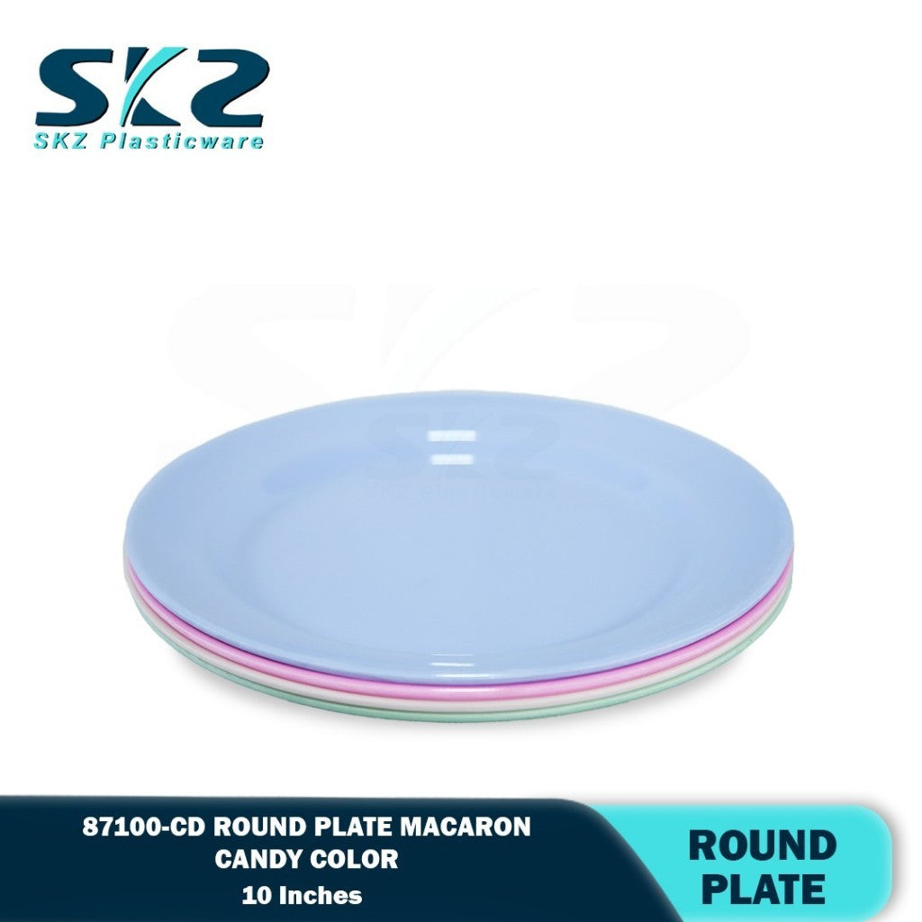SKZ 87100-CD 10"inches ROUND PLATE  Reusable Wave Design Plastic Round Plate Dinnerware Plates Plato