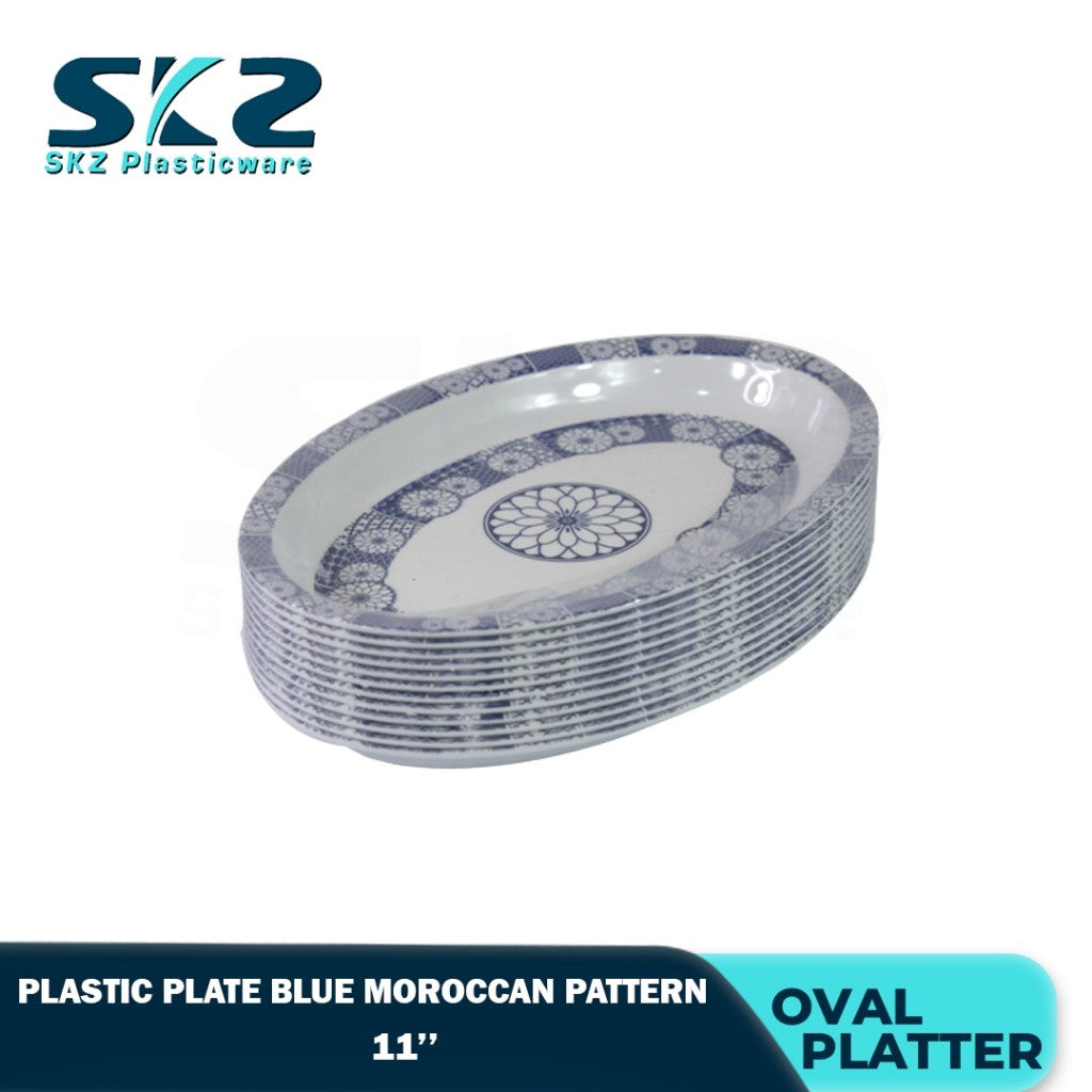 Melamine Oval Platter, Serving Platter, With Blue Moroccan Pattern 11-13inches available sizes
