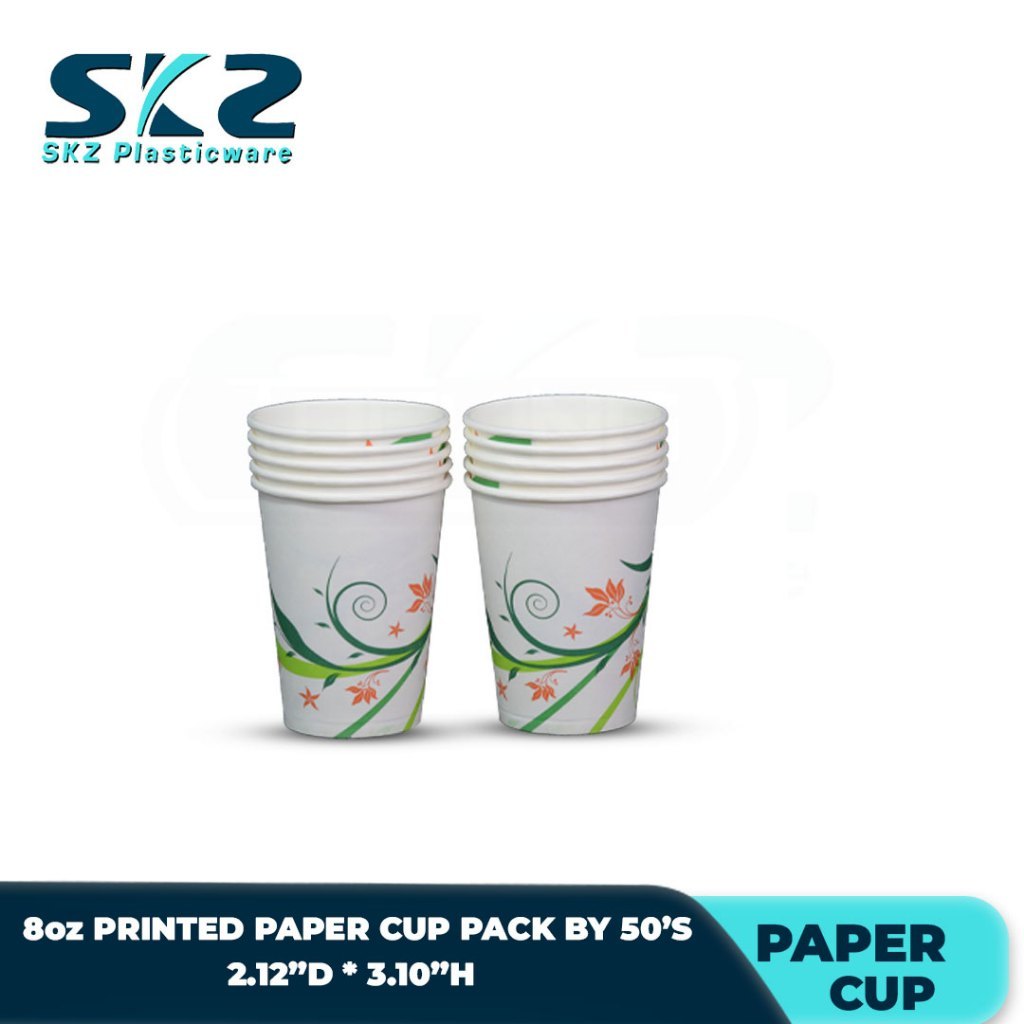 SKZ 8oz DISPOSABLE PRINTED and PLAIN PAPER CUP HOT AND COLD AVAILABLE