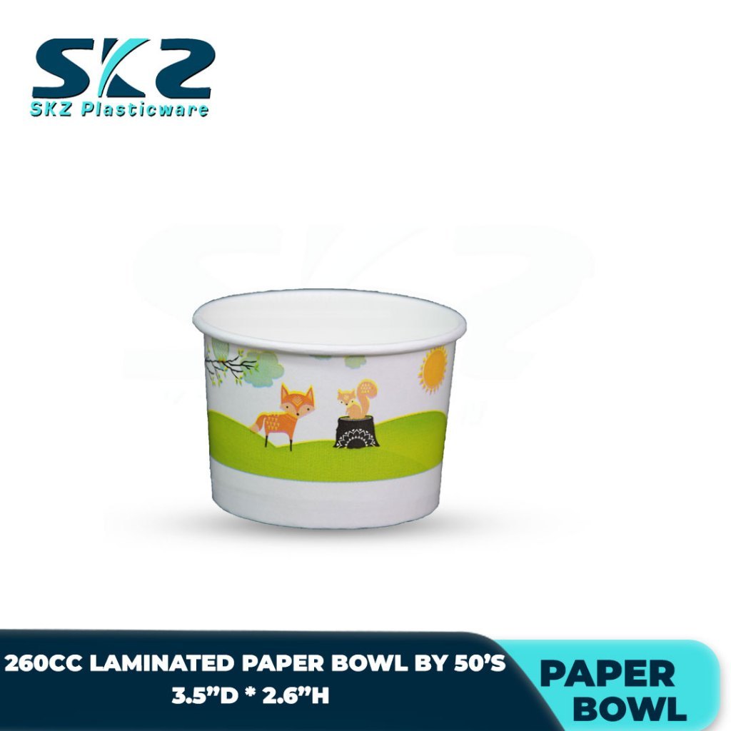 SKZ Paper Bowl Laminated with design 260cc 1box
