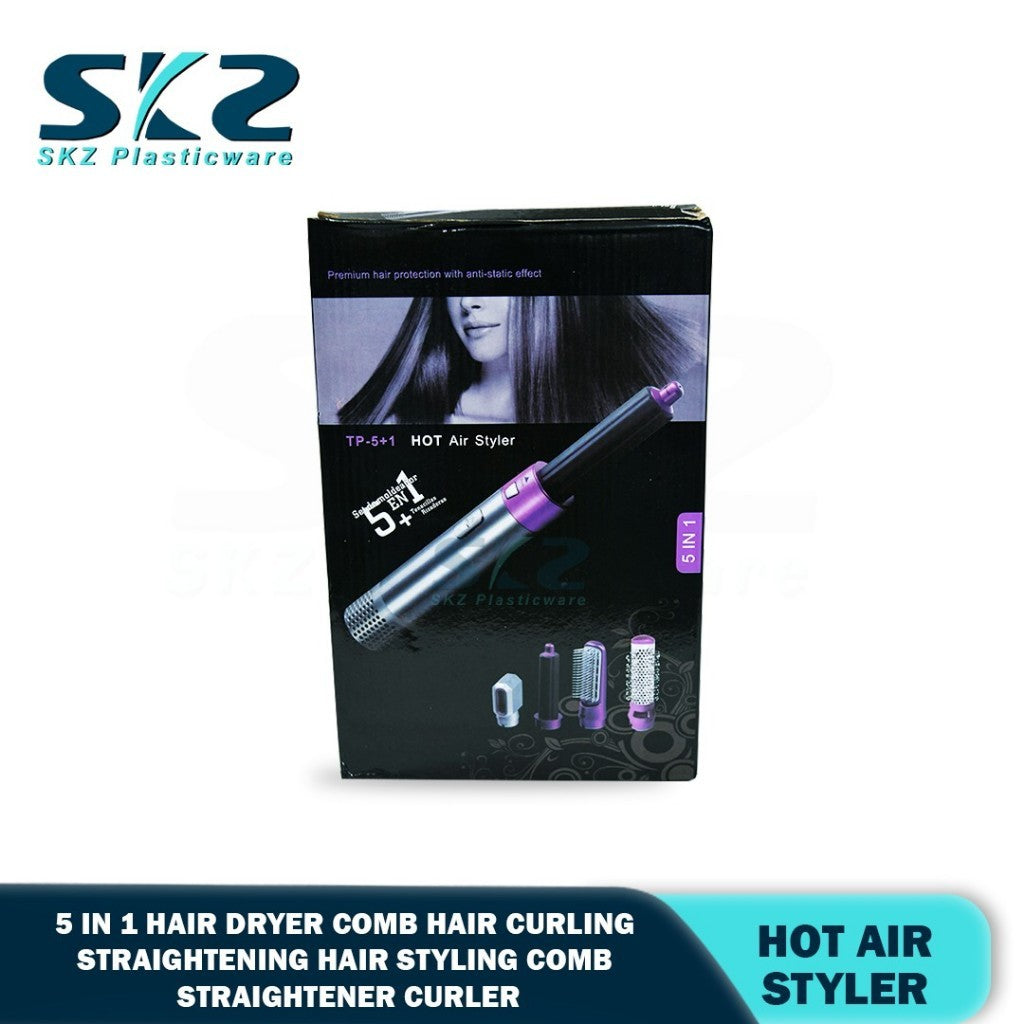 SKZ 5 In 1 Hair Dryer Hot Hairdryer Comb Hot Air Comb Blow Curlers Straightener Brush Curling Iron