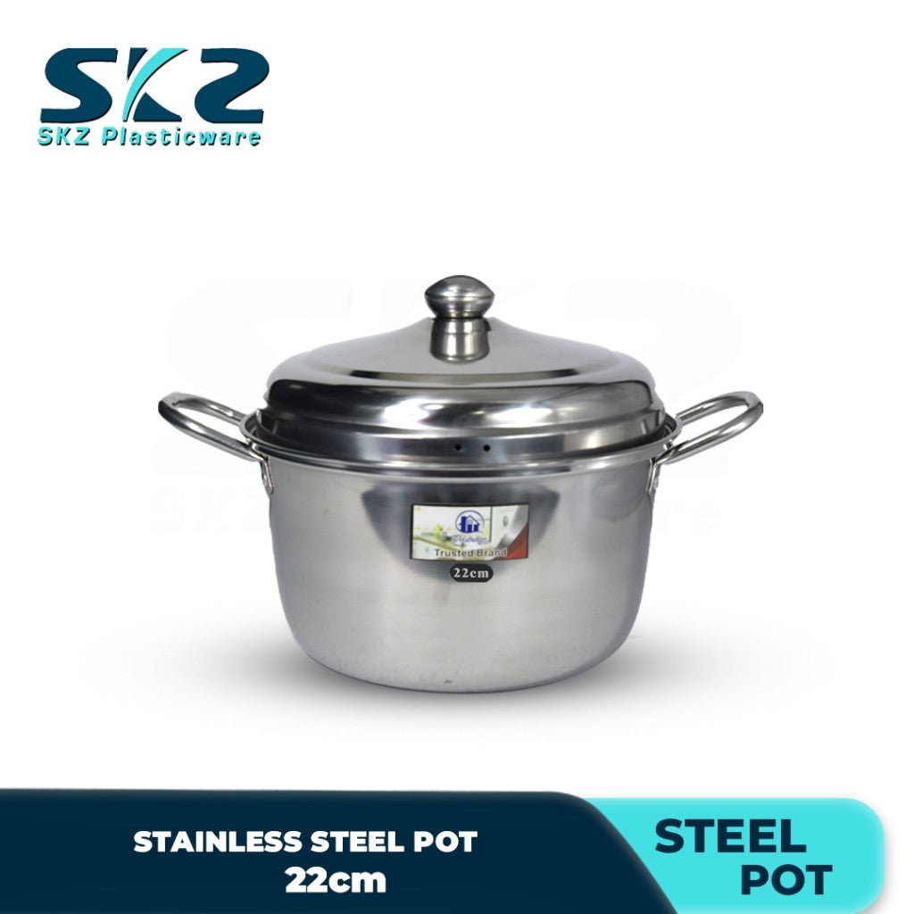SKZ STAINLESS STEEL POT DOUBLE STEEL HANDLE