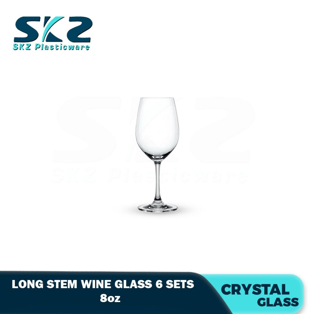 Skz Wine Glasses Set of 6, Long and Short Stem Red Wine Glass 8 to 10 Ounce
