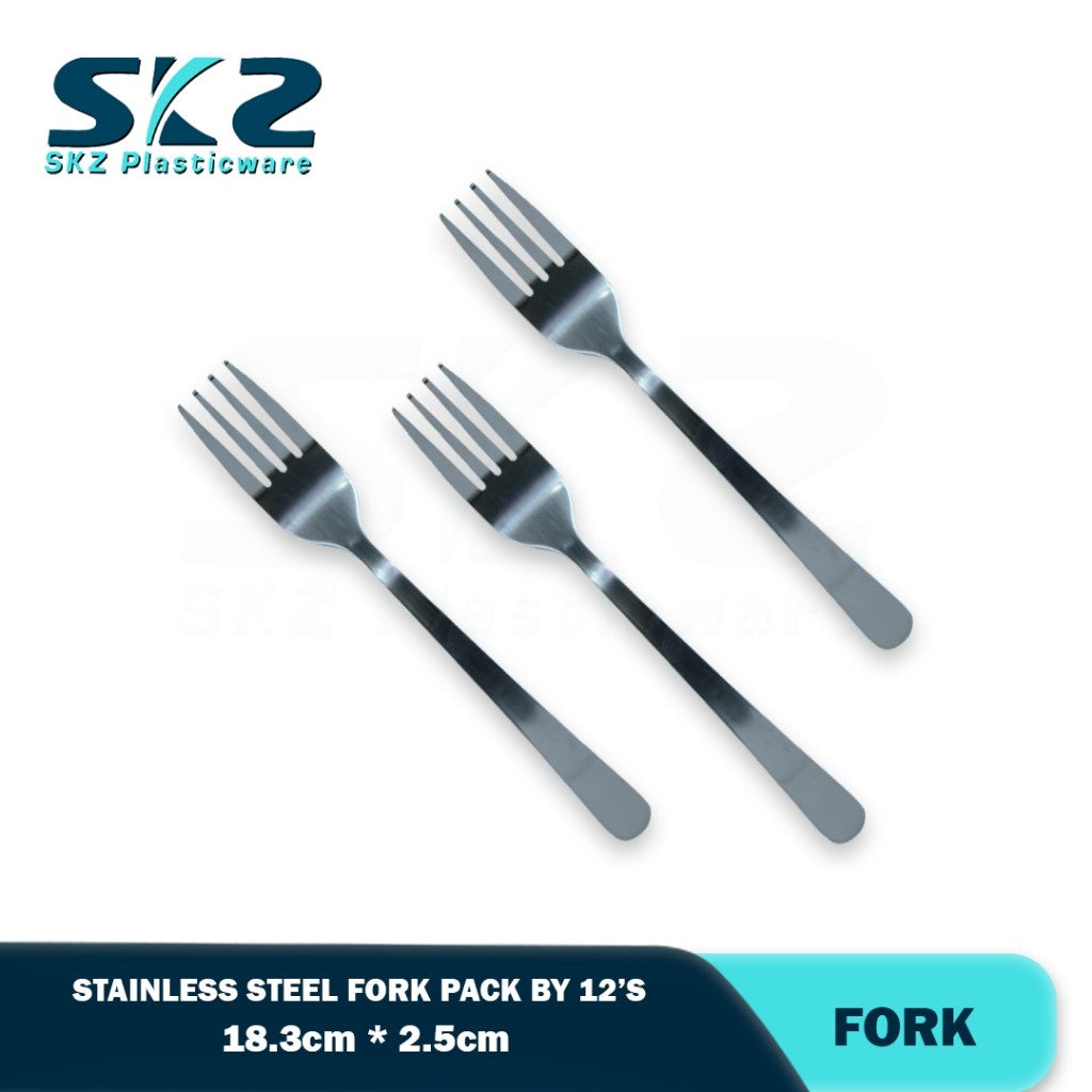 S003 F003 Stainless Thick Spoon And Fork (Silver)