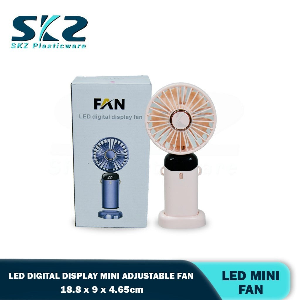 SKZ NEW Mini Portable Fan Usb Rechargeable Handheld Fan Smart Led Digital Display 5 Speed Adjustable