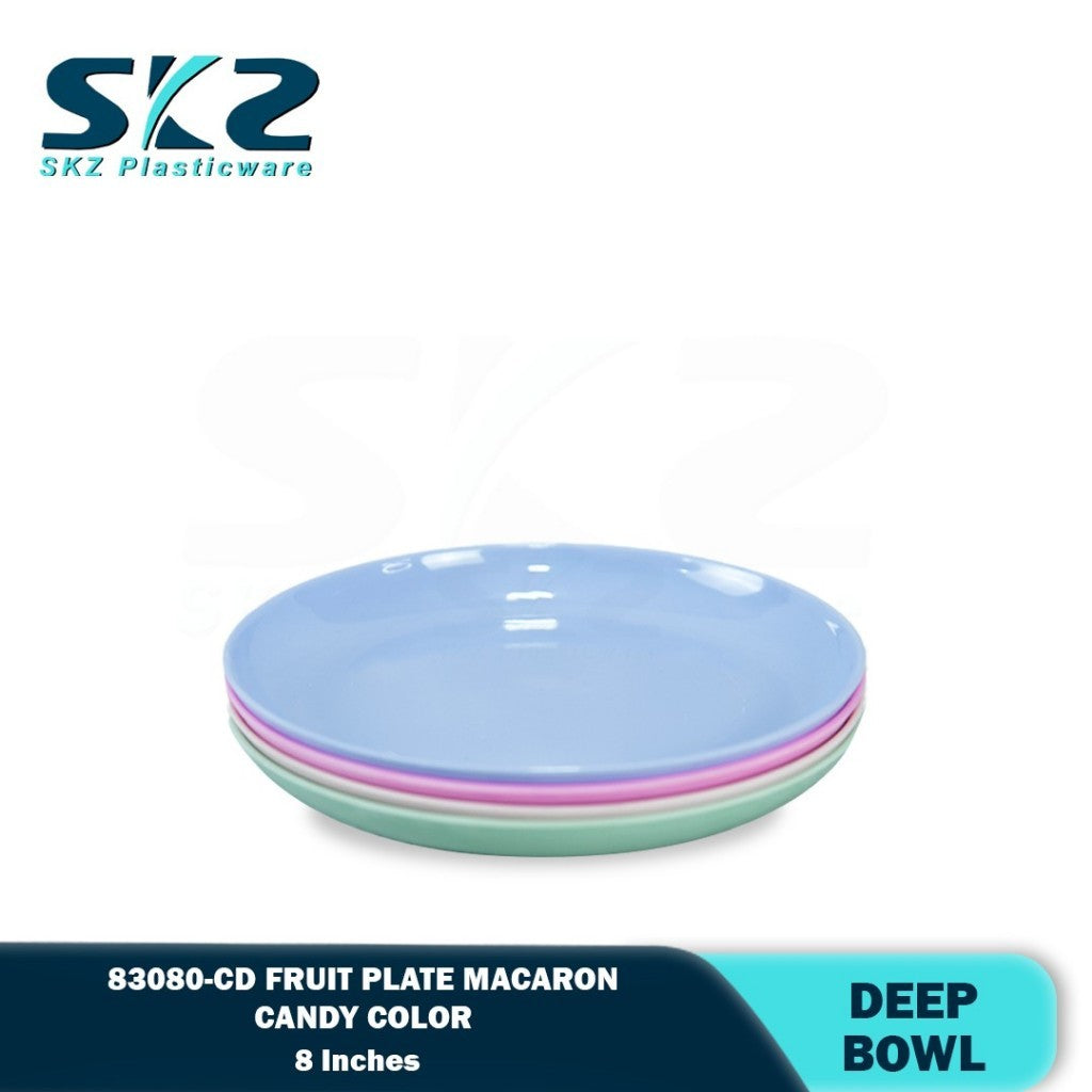 SKZ 83080-CD 8"inches FRUIT PLATE  Reusable Wave Design Plastic Round Plate Dinnerware Plates
