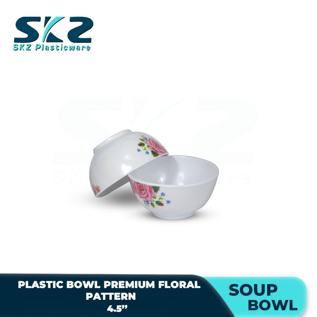 MELAMINE PLASTIC SOUP BOWL WITH FLORAL PATTERN
