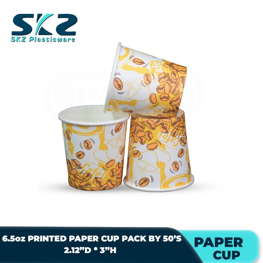 SKZ 6.5oz DISPOSABLE PRINTED PAPER CUP HOT AND COLD AVAILABLE