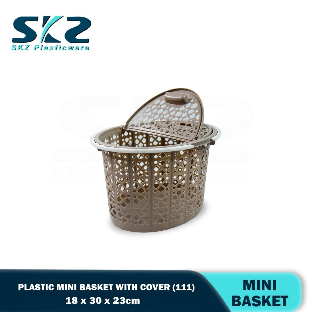 111 MINI OVAL RATTAN BASKET HALF FLIP (MOCHA ONLY )