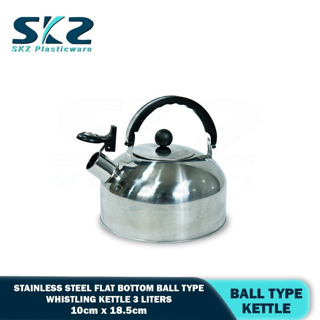 SKZ 3L Whistling Tea Kettle Stainless Steel Flat Stove Top Teapot