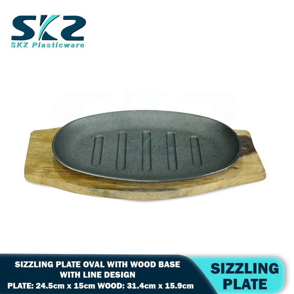 SKZ  Cast Iron Sizzling Plate with Stainless Handle with Wood