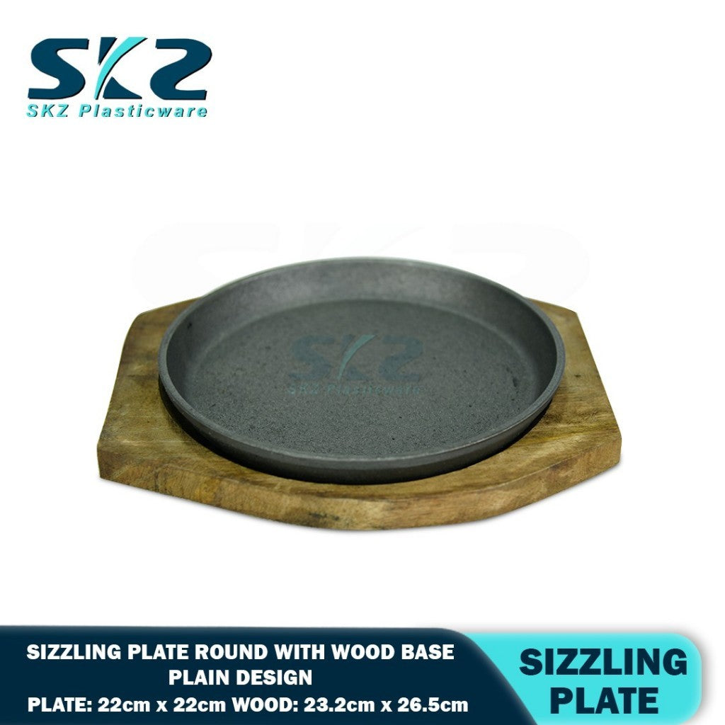 SKZ  Cast Iron Sizzling Plate with Stainless Handle with Wood