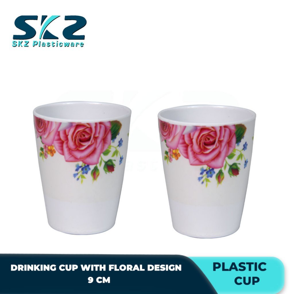 MELAMINE DRINKING PLASTIC CUP FLORAL DESIGN 9CM