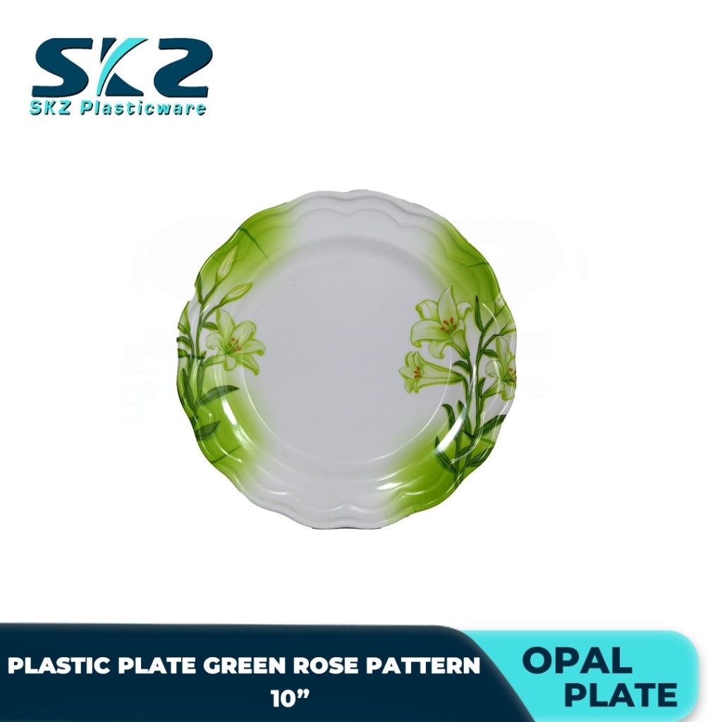 Melamine Round Plastic Plate Premium Rose Pattern 8-10 Inches RANDOM DESIGN