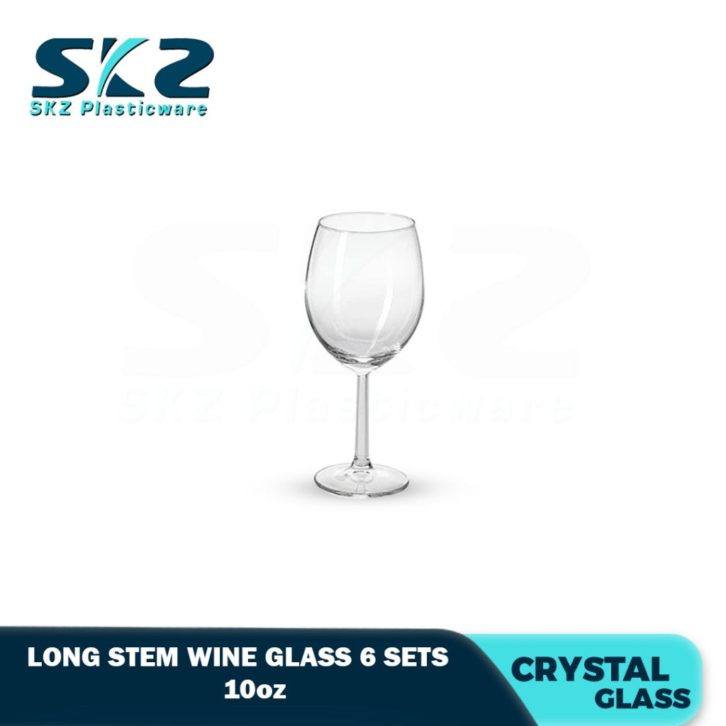 Skz Wine Glasses Set of 6, Long and Short Stem Red Wine Glass 8 to 10 Ounce