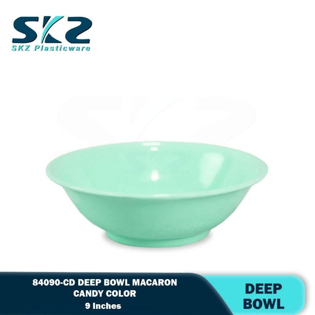 SKZ 84090-CD 9" inches DEEP BOWL REUSABLE PLASTIC BOWL/DINNERWARE MANGKOK CEREAL BOWL/CANDY COLOR