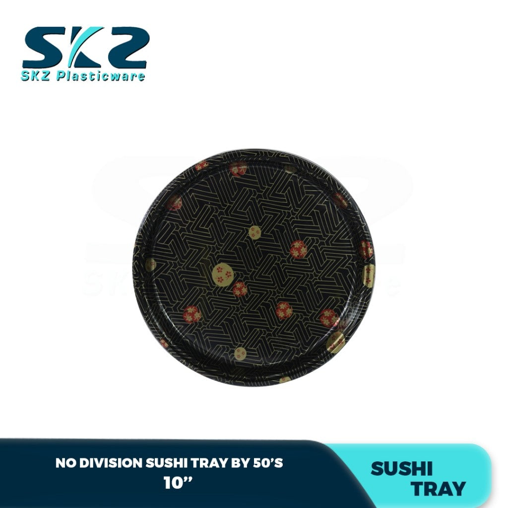Skz Round Sakura Sushi Tray 5 Division W/Lid 10-14 inch