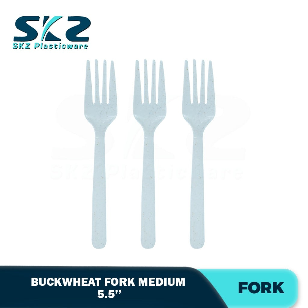 Skz Eco-Friendly Buckwheat Spoon & Fork Medium Size 25pcs