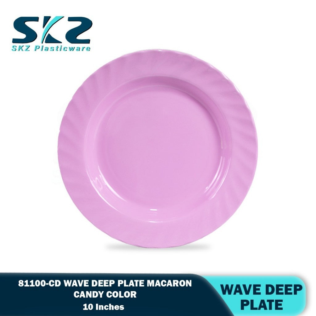 SKZ 81100-CD 10"inches WAVE DEEP Reusable Wave Design Plastic Round Plate Dinnerware Plates Plato