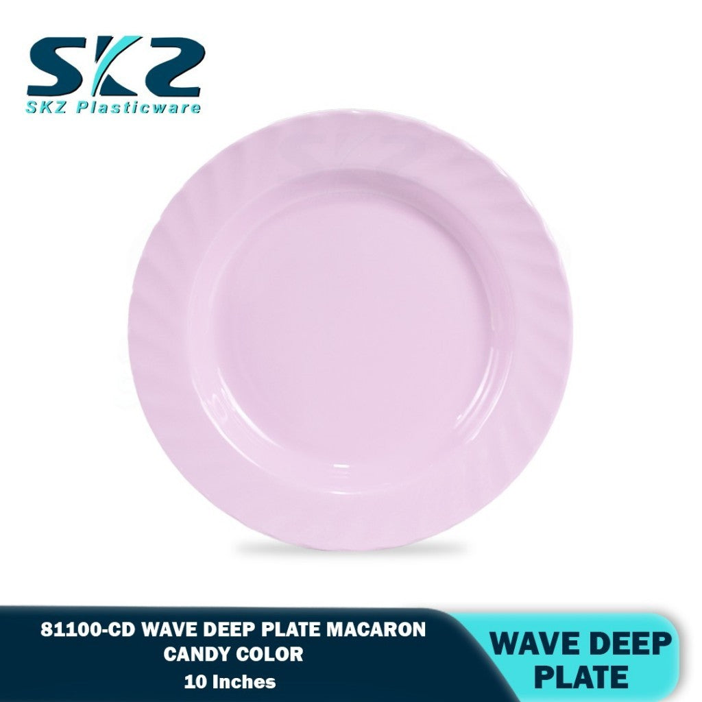 SKZ 81100-CD 10"inches WAVE DEEP Reusable Wave Design Plastic Round Plate Dinnerware Plates Plato