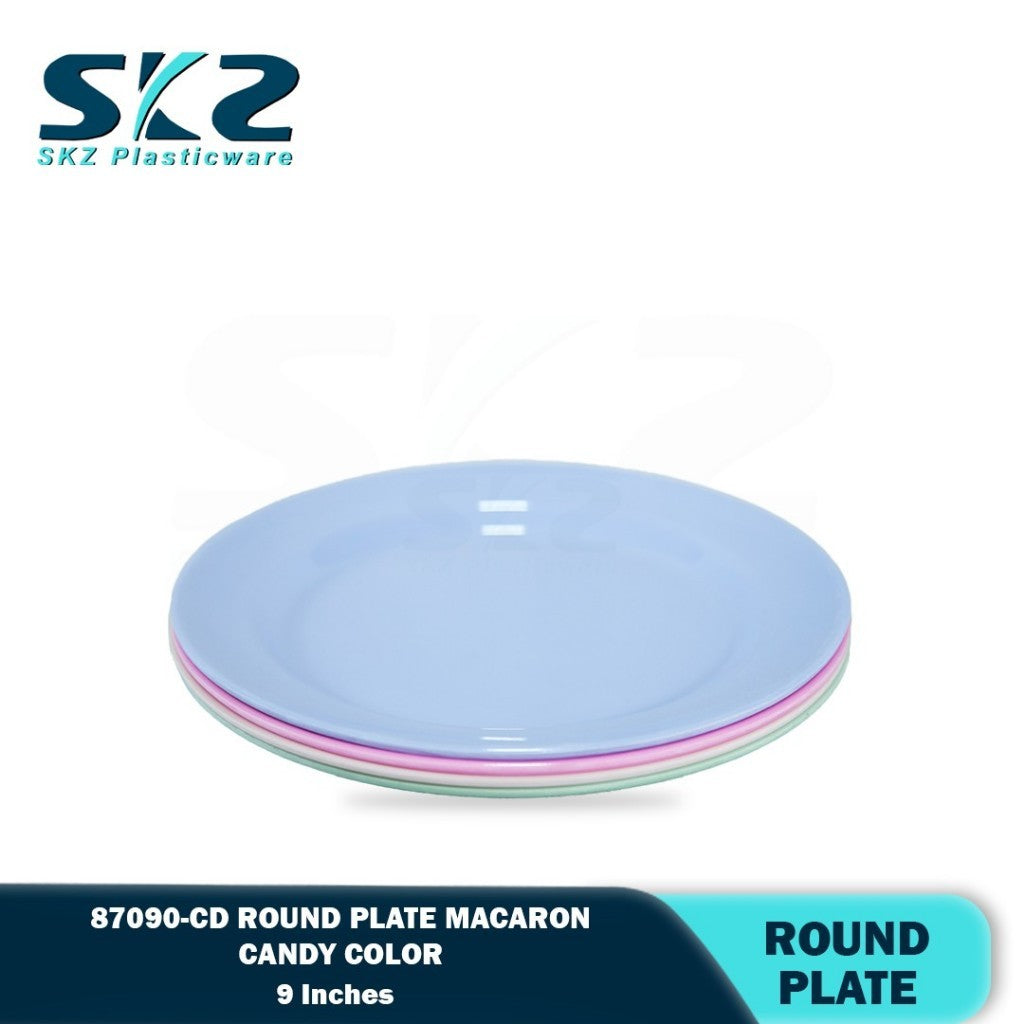 SKZ 87090-CD 9"inches ROUND PLATE Reusable Wave Design Plastic Round Plate Dinnerware Plates Plato