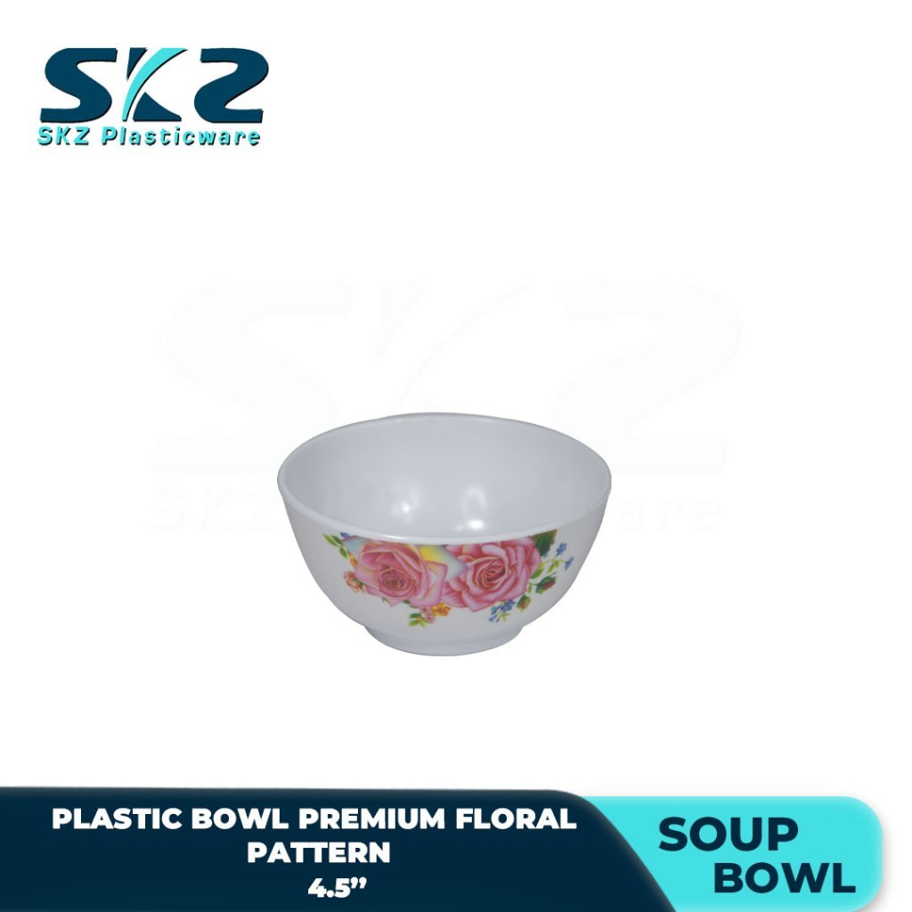 MELAMINE PLASTIC SOUP BOWL WITH FLORAL PATTERN