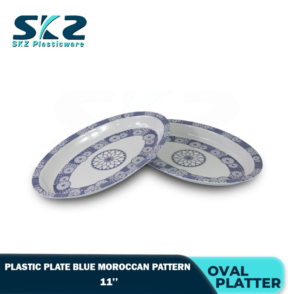 Melamine Oval Platter, Serving Platter, With Blue Moroccan Pattern 11-13inches available sizes