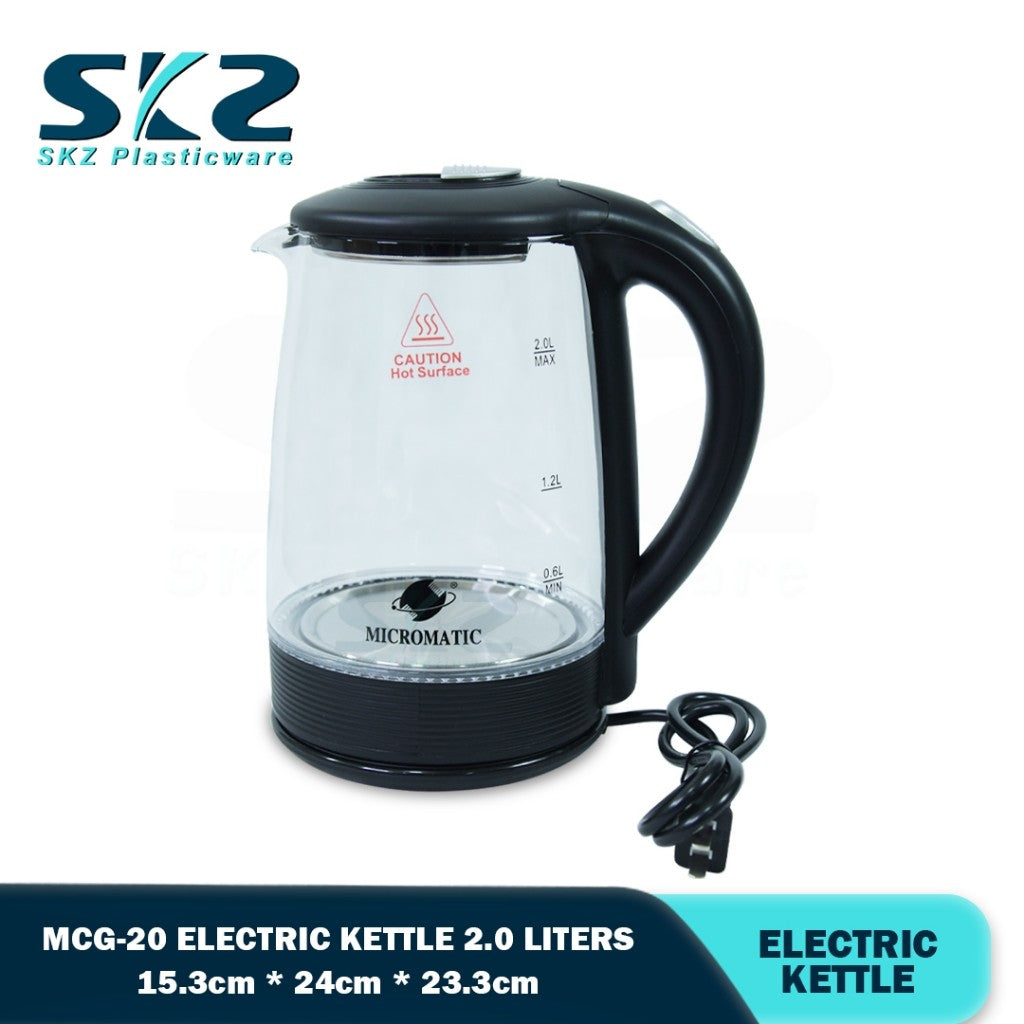 MICROMATIC MCG-20 2.0L Electric Cordless Kettle Glass