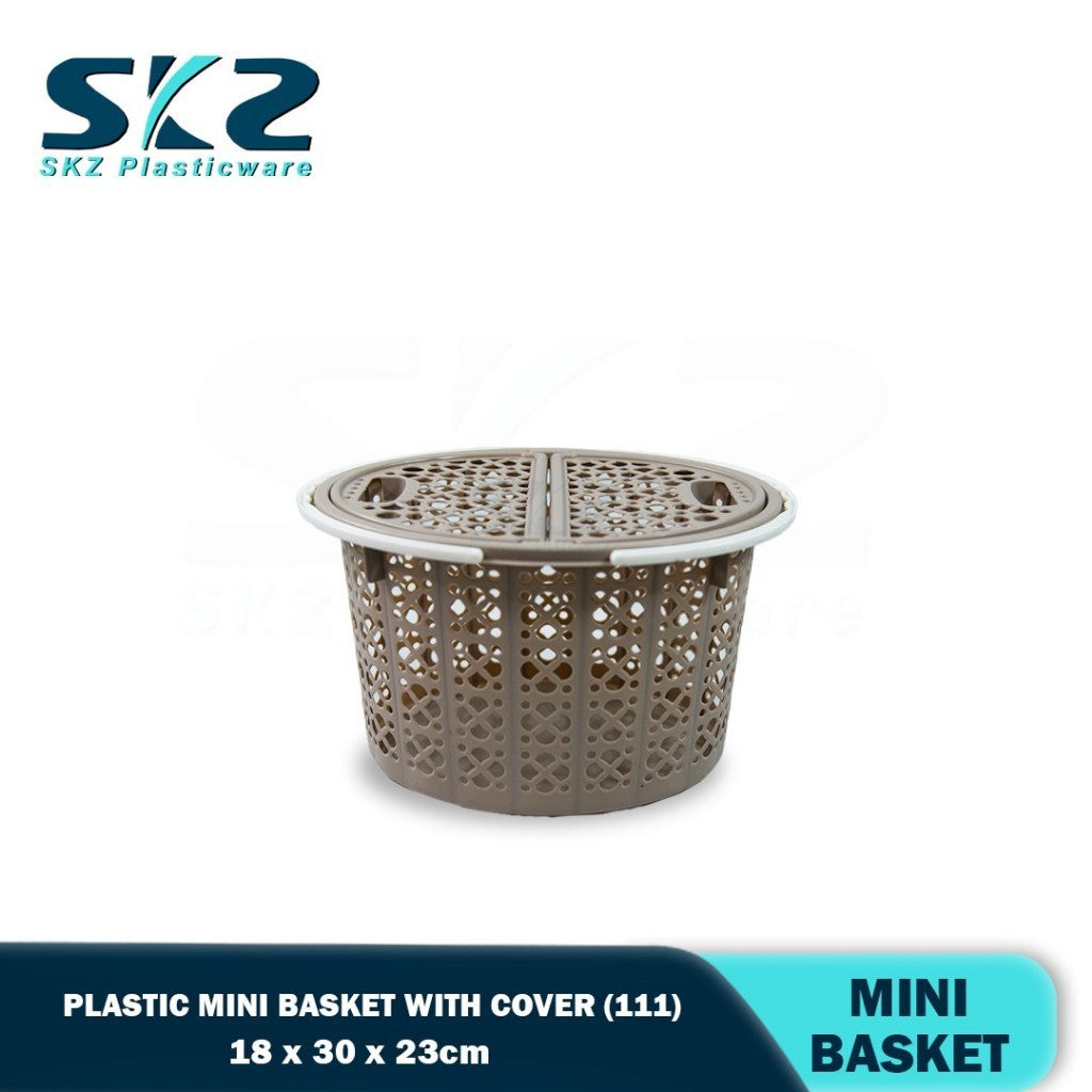 111 MINI OVAL RATTAN BASKET HALF FLIP (MOCHA ONLY )