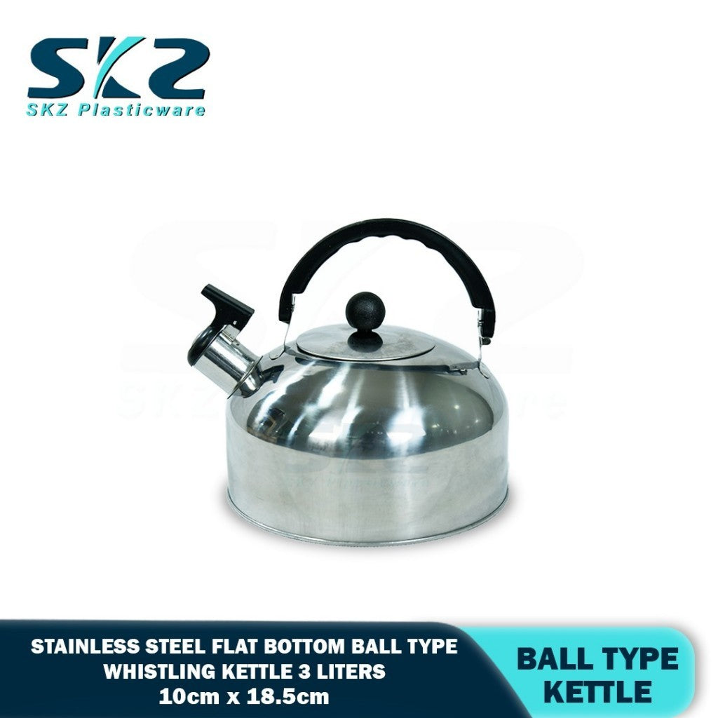 SKZ 3L Whistling Tea Kettle Stainless Steel Flat Stove Top Teapot