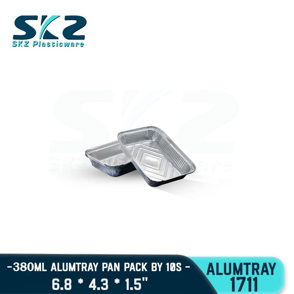 SKZ ALUMINUM FOIL TRAY 380ML [1711] RECTANGULAR ALUMTRAY WITH LID 50PCS/PACK