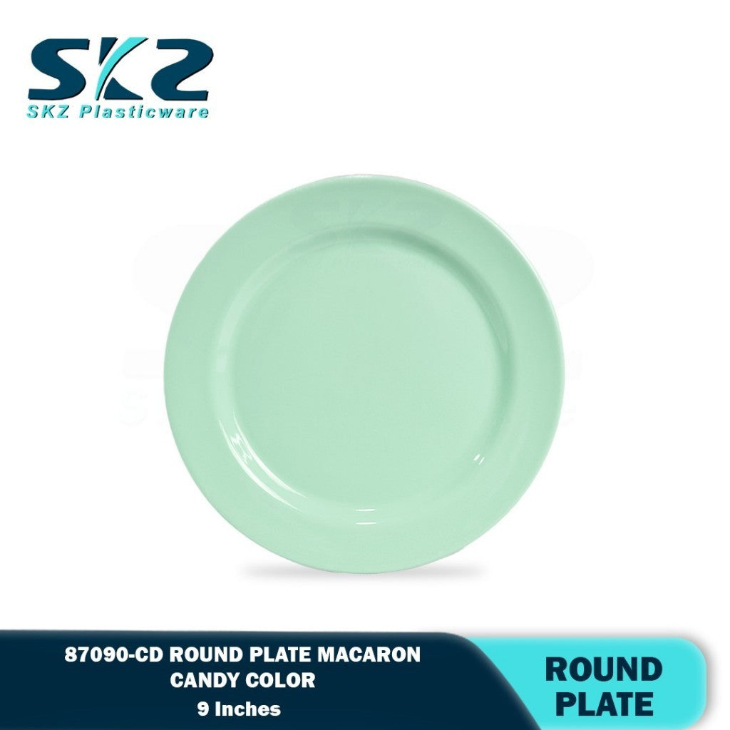 SKZ 87090-CD 9"inches ROUND PLATE Reusable Wave Design Plastic Round Plate Dinnerware Plates Plato
