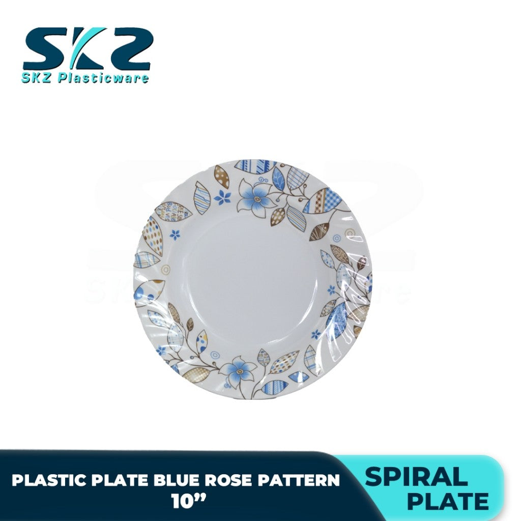 Melamine Round Plastic Plate Premium Rose Pattern 8-10 Inches RANDOM DESIGN