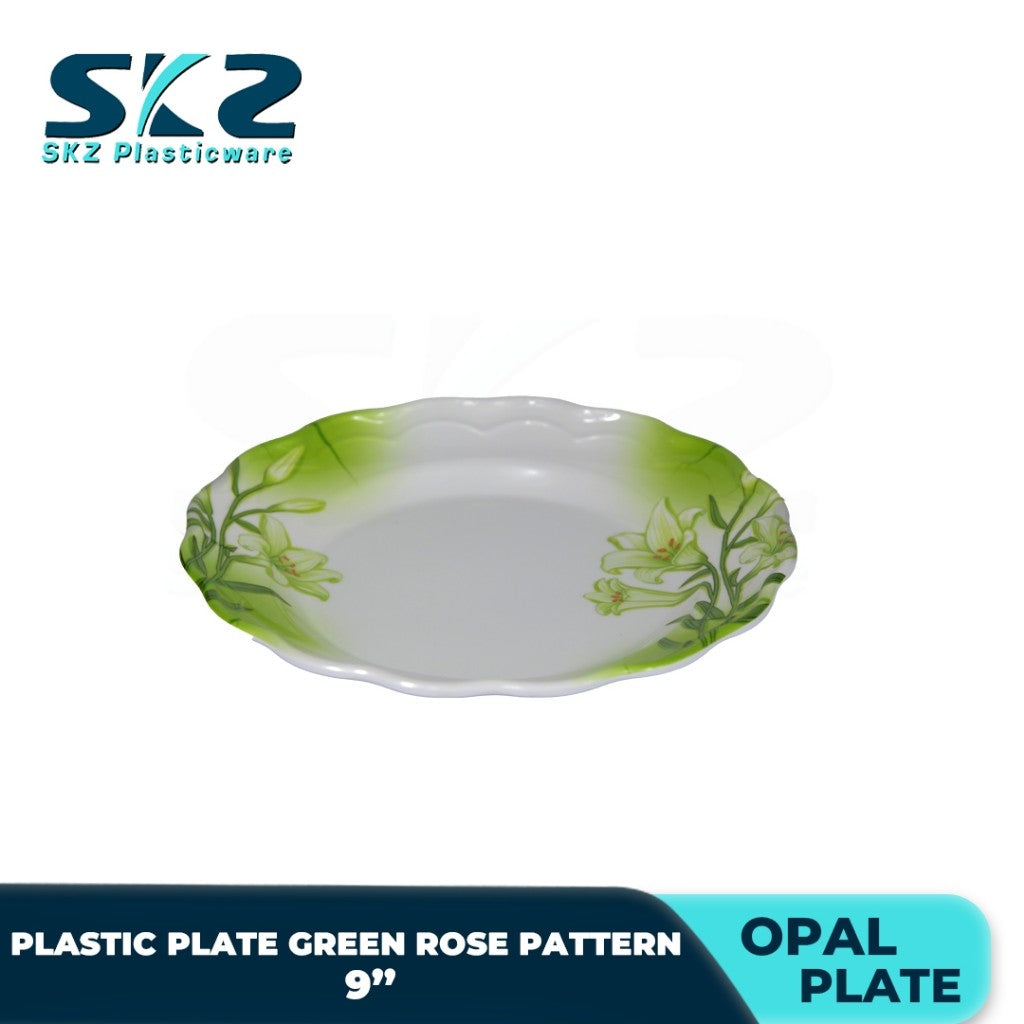 Melamine Round Plastic Plate Premium Rose Pattern 8-10 Inches RANDOM DESIGN