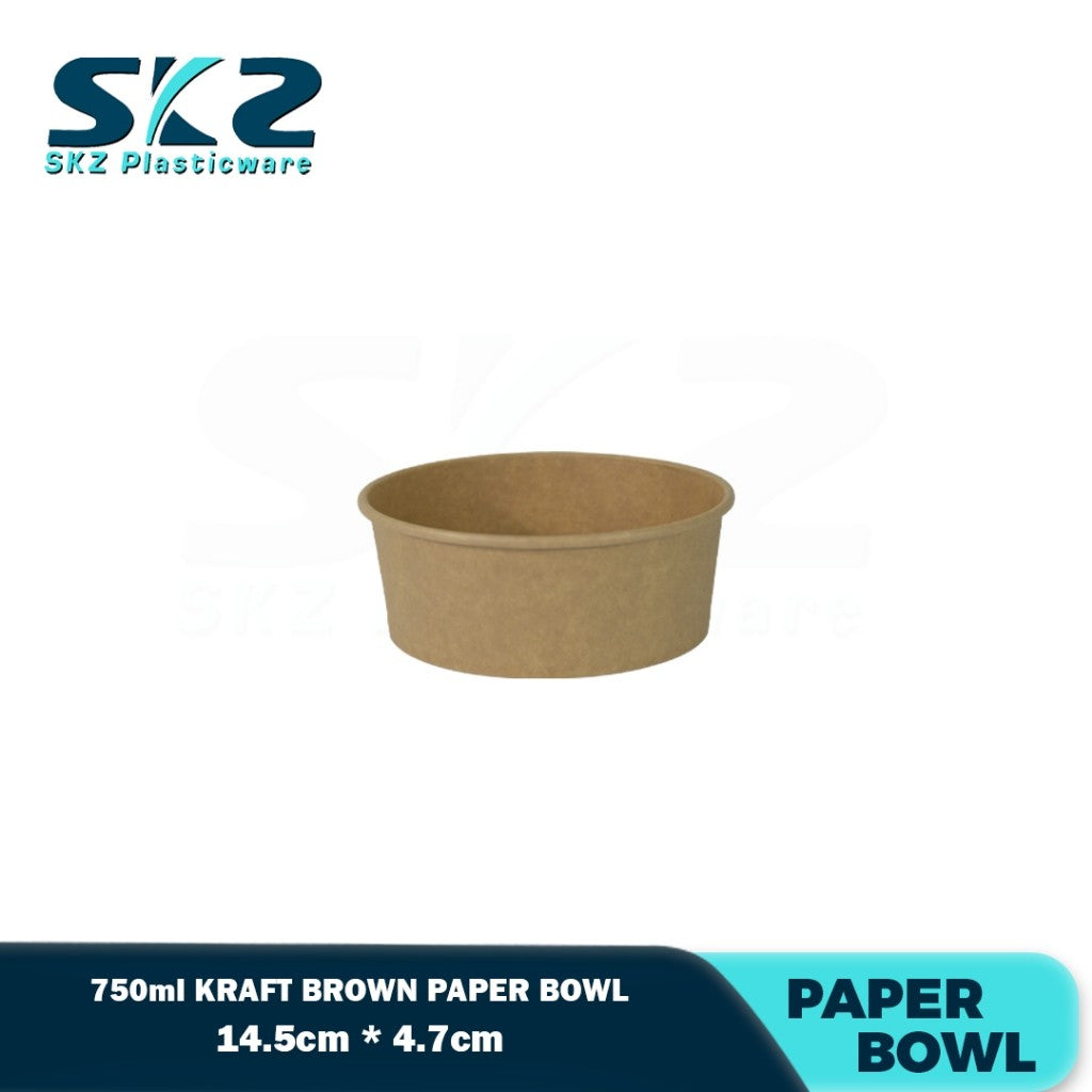 Skz Eco Friendly Kraft Paper Salad Bowl With PET Lid 50pcs/pack