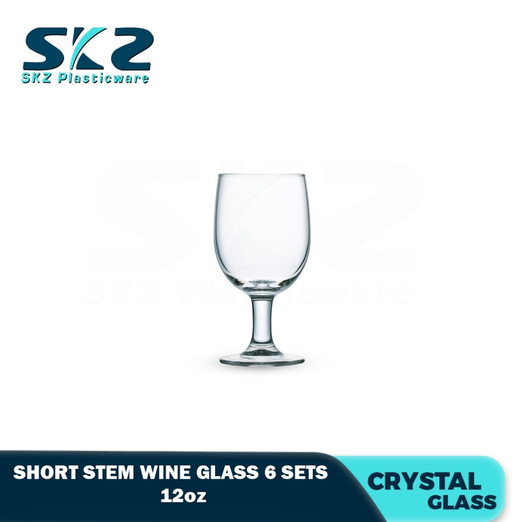 Skz Wine Glasses Set of 6, Long and Short Stem Red Wine Glass 8 to 10 Ounce