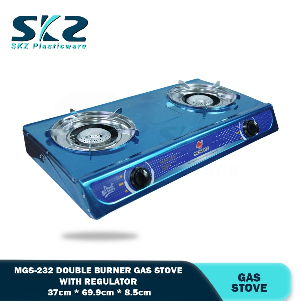 MICROMATIC MGS-232 Gas Stove Double Burner Stainless with Regulator