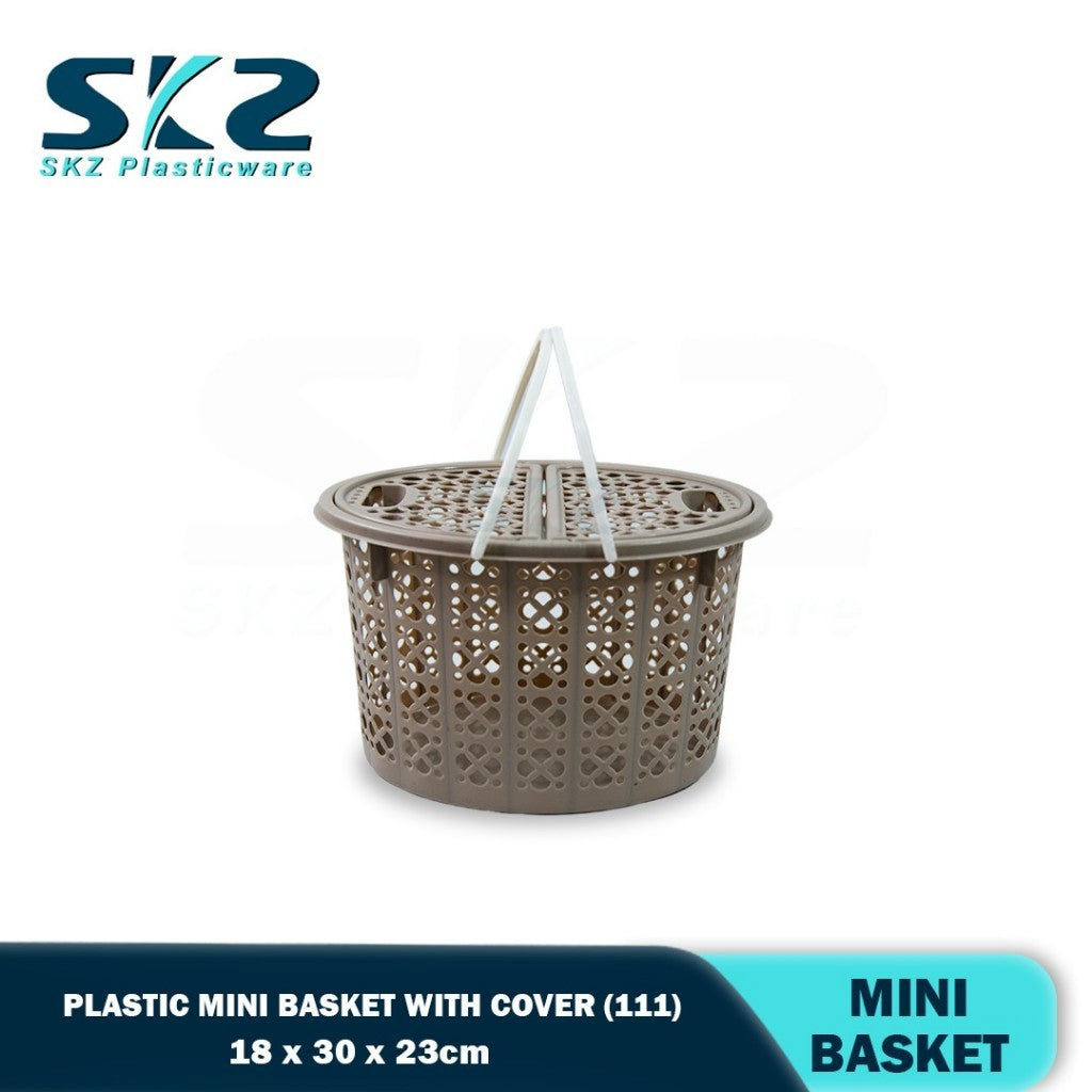 111 MINI OVAL RATTAN BASKET HALF FLIP (MOCHA ONLY )