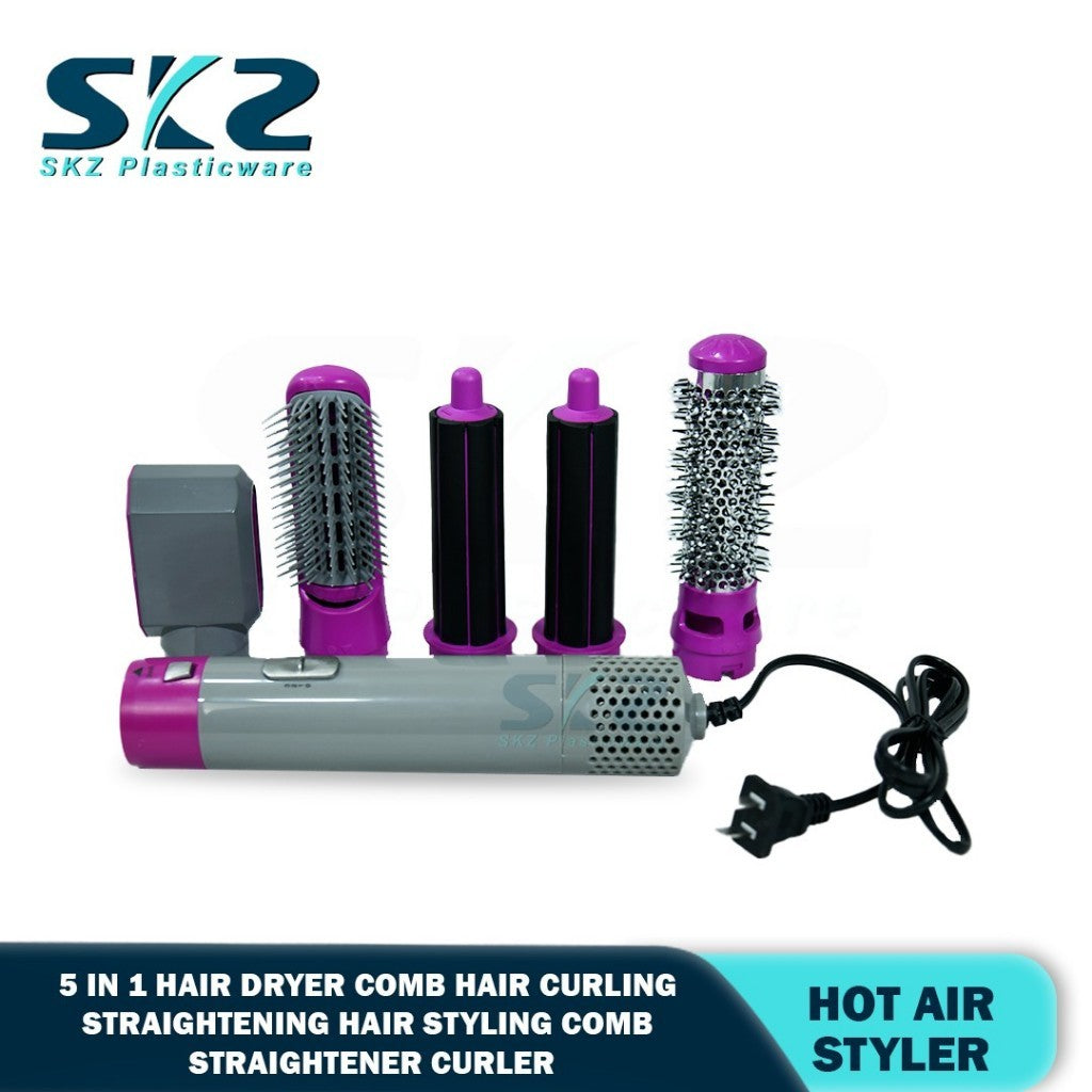 SKZ 5 In 1 Hair Dryer Hot Hairdryer Comb Hot Air Comb Blow Curlers Straightener Brush Curling Iron