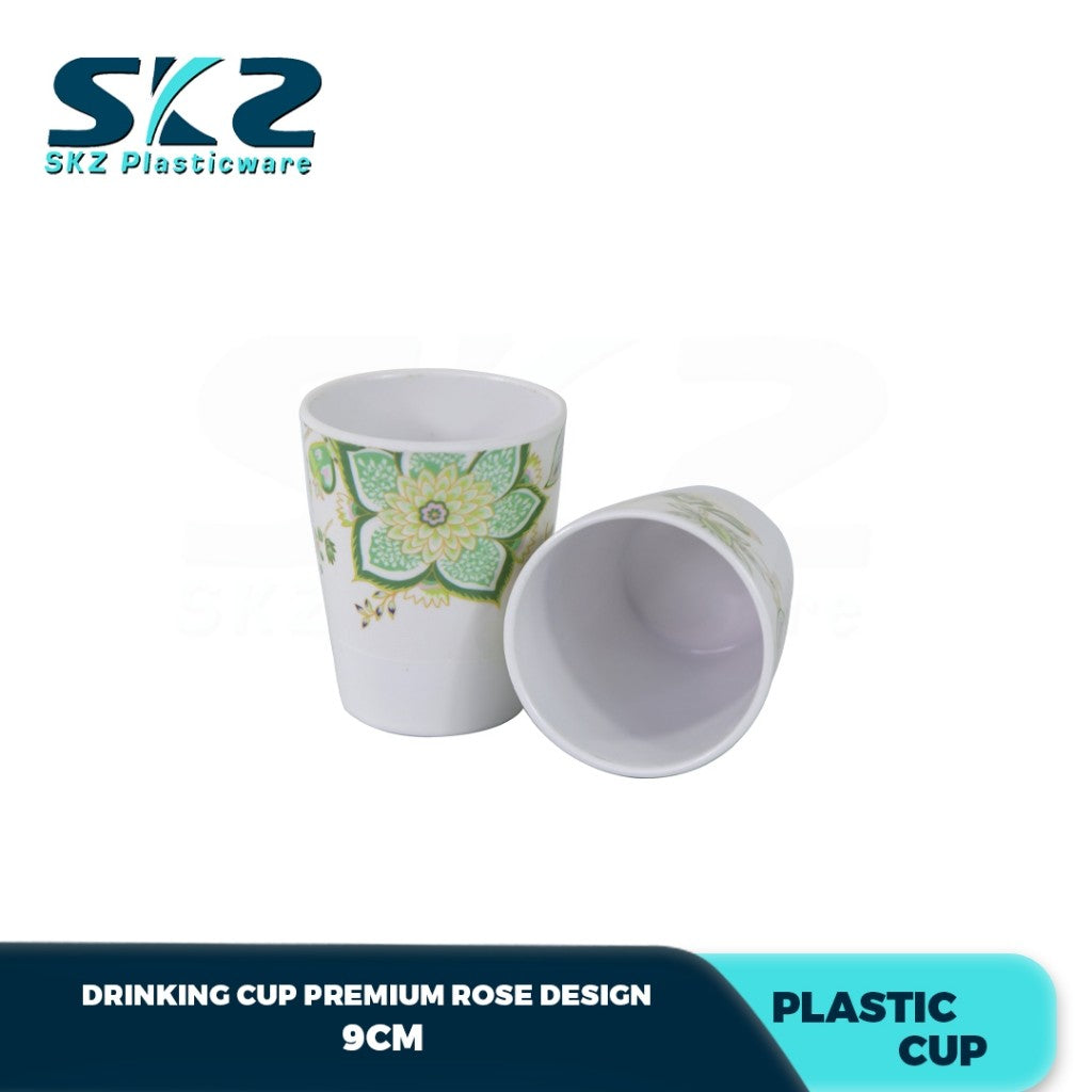 MELAMINE DRINKING PLASTIC CUP FLORAL DESIGN 9CM