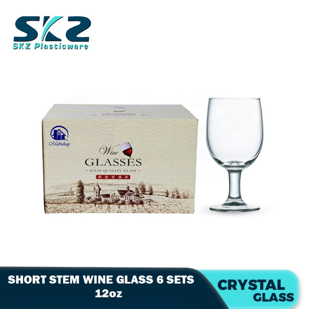 Skz Wine Glasses Set of 6, Long and Short Stem Red Wine Glass 8 to 10 Ounce